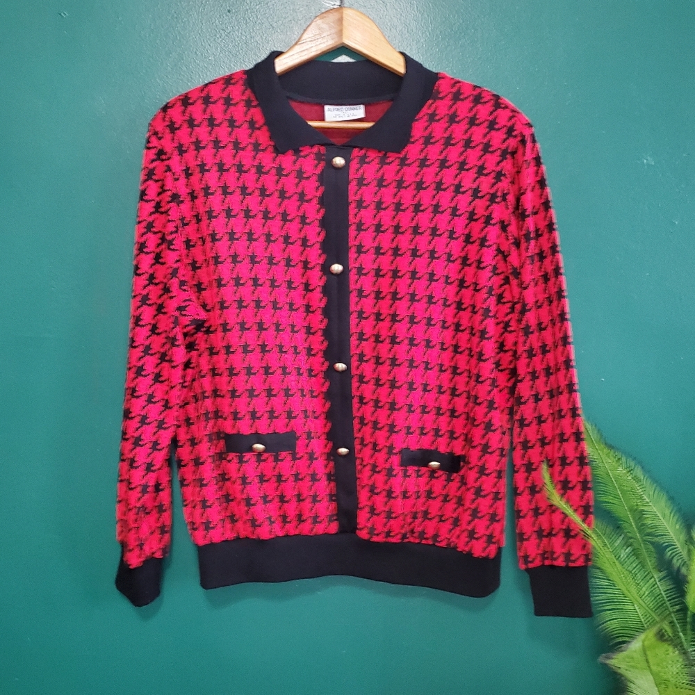 Vintage Alfred Dunner Houndstooth Sweater XL Red